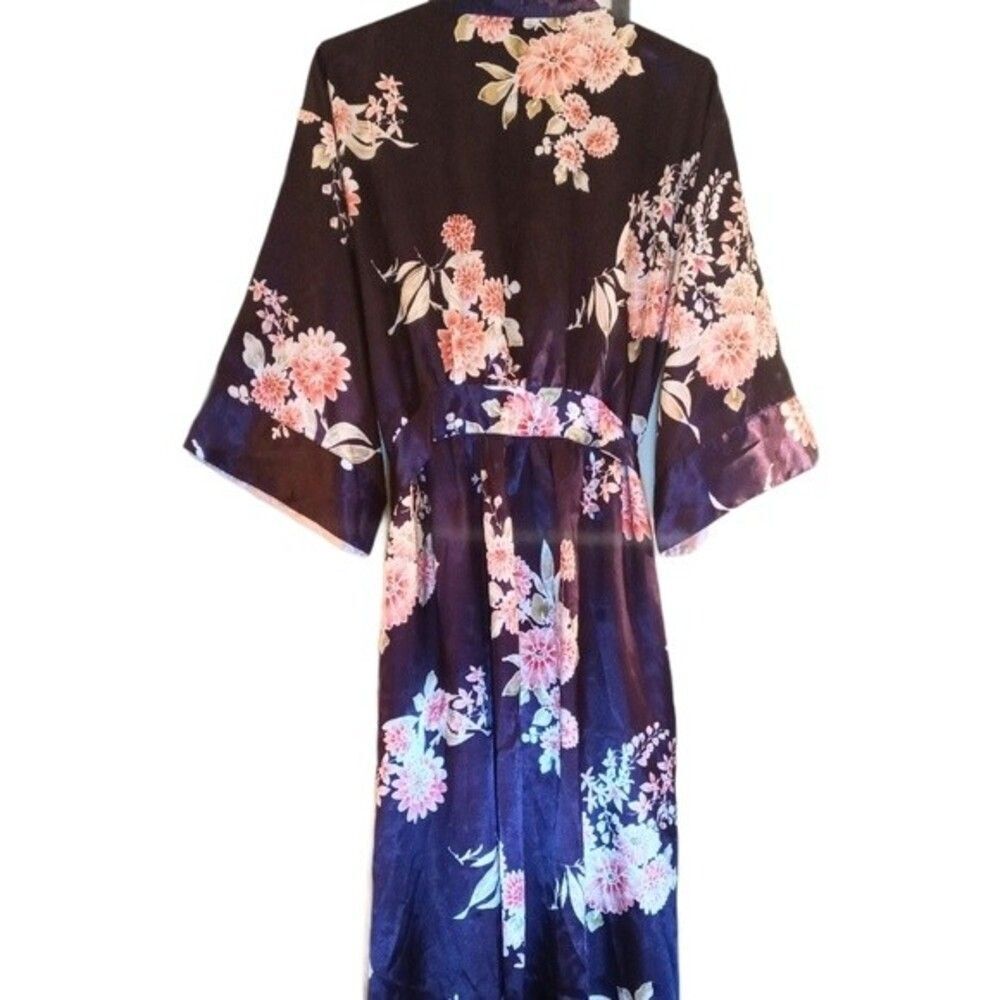 Morgan Taylor Intimates Full Length Purple Floral Robe S/M